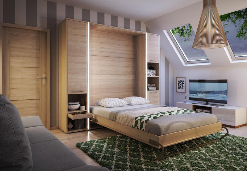 CP-01 Vertical Wall Bed Concept 140cm with Storage Cabinets