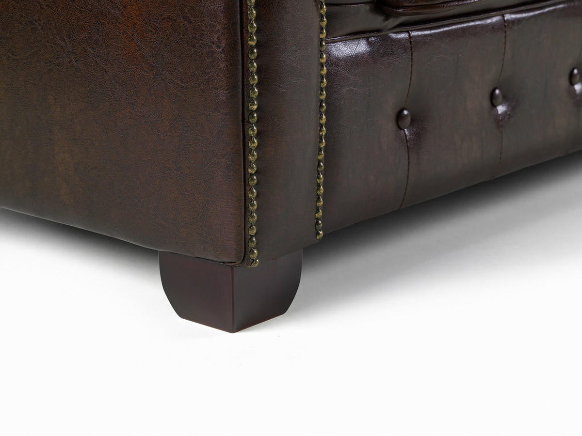 Old Bailey Chesterfield Sofa - Antique Brown 3 Seater - 215 CM