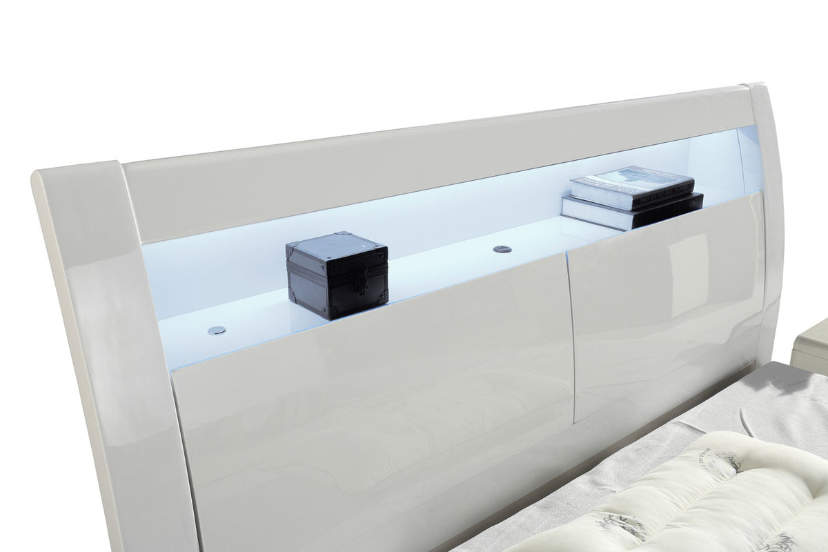 Rosy Light Grey High Gloss Ottoman Bed - Storage Lift Up | Double 4FT6