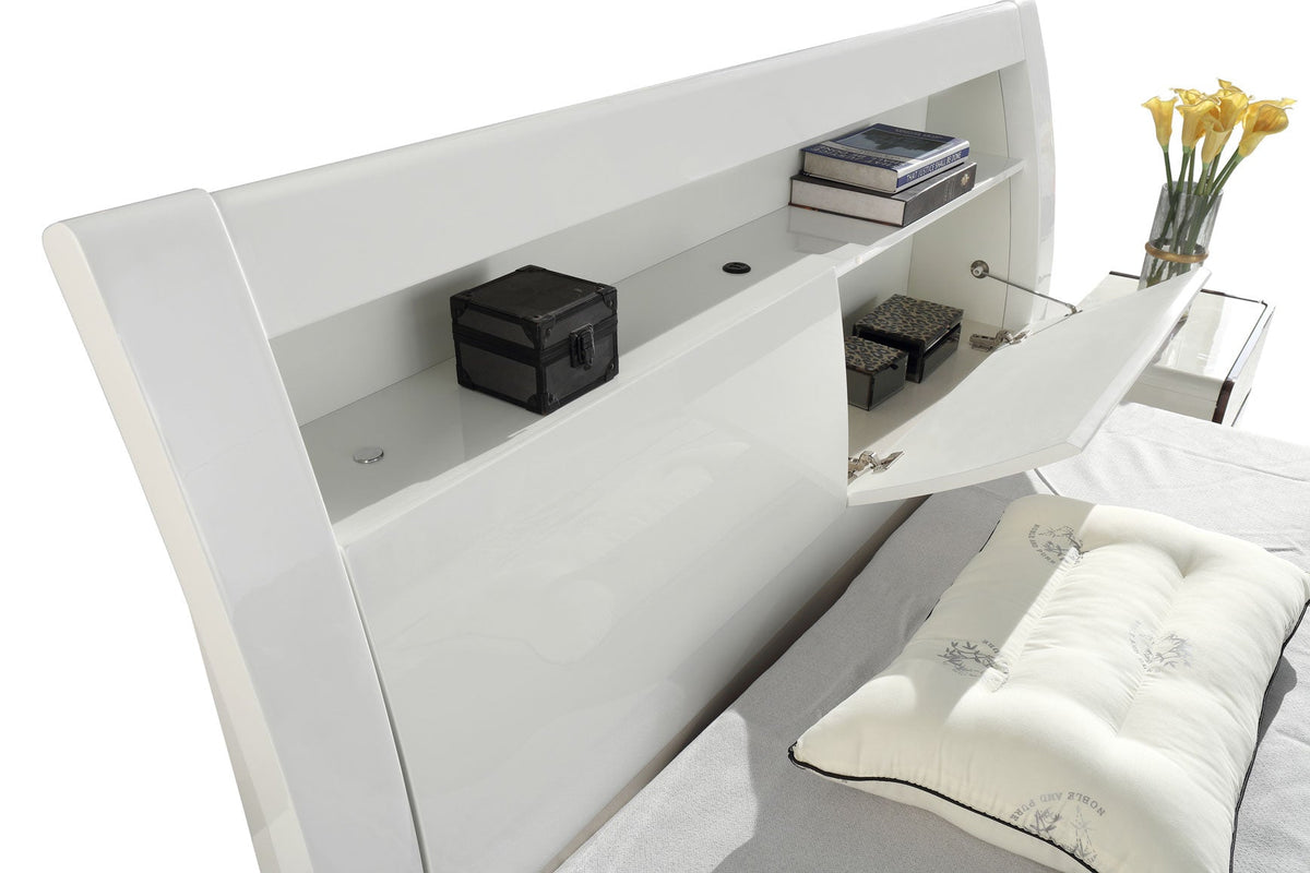 Rosy Light Grey High Gloss Ottoman Bed - Storage Lift Up | Double 4FT6