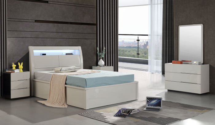 Rosy Light Grey High Gloss Ottoman Bed - Storage Lift Up | Double 4FT6